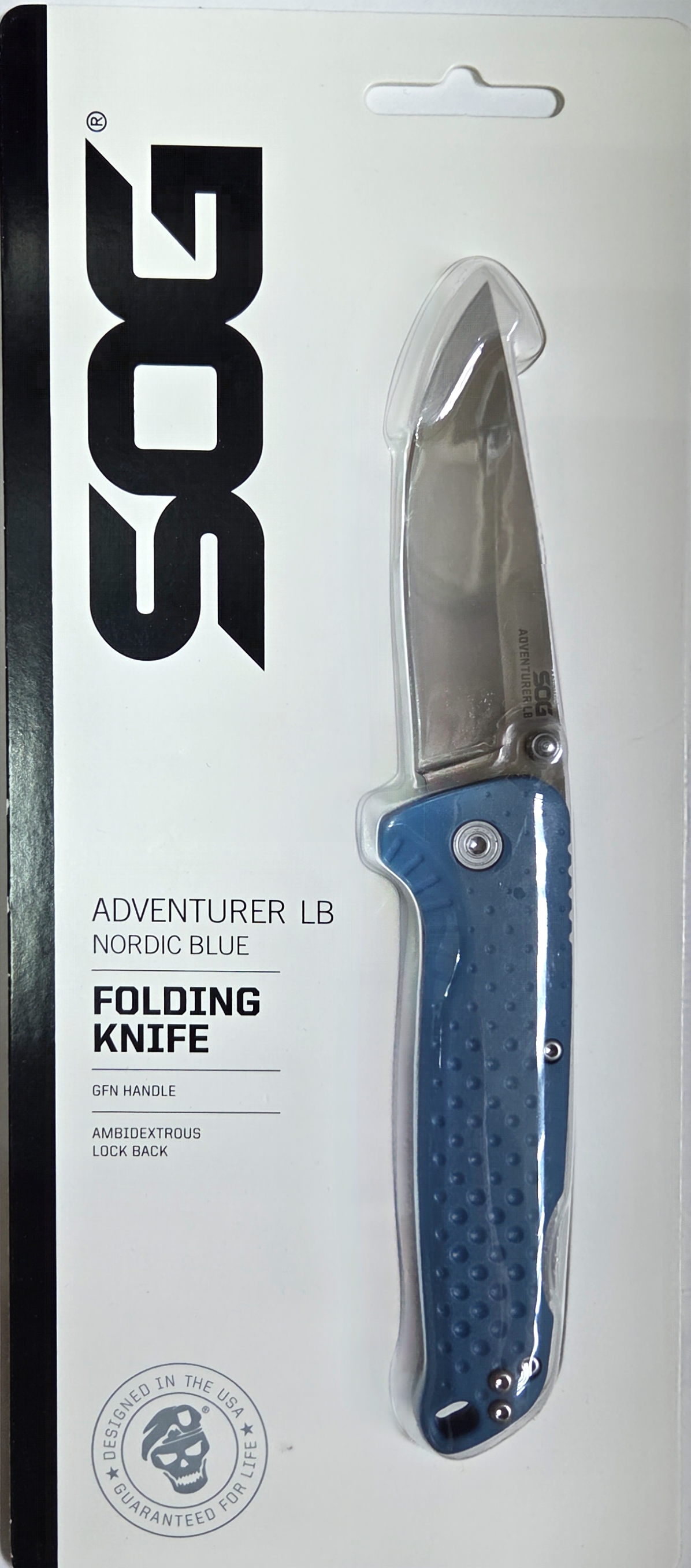 Нож SOG Adventurer LB satin сталь Cryo 5CR15MOV, рукоять Nordic Blue GRN
