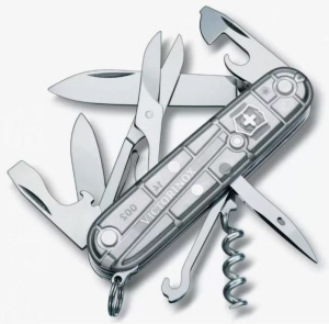 Нож Victorinox 1.3703.Т7. CLIMBER 91 мм полупрозрачный серебристый
