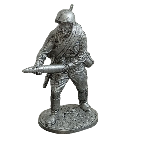 Солдат олово пеший WW2-68 Артиллерист со снарядом к 76-мм дивизионной пушке, 1941-43 гг. СССР