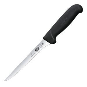 Нож кухонный Victorinox Fibrox (5.6413.15) стальной обвалочный лезв.150мм прямая заточка черный
