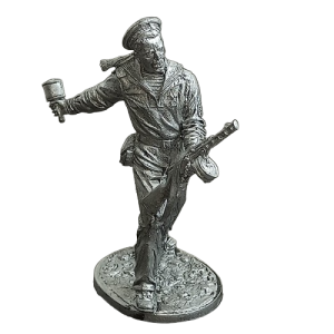 Солдат олово пеший WW2-60 Краснофлотец с автоматом ППШ и гранатой РПГ-40, 1943-45гг. СССР