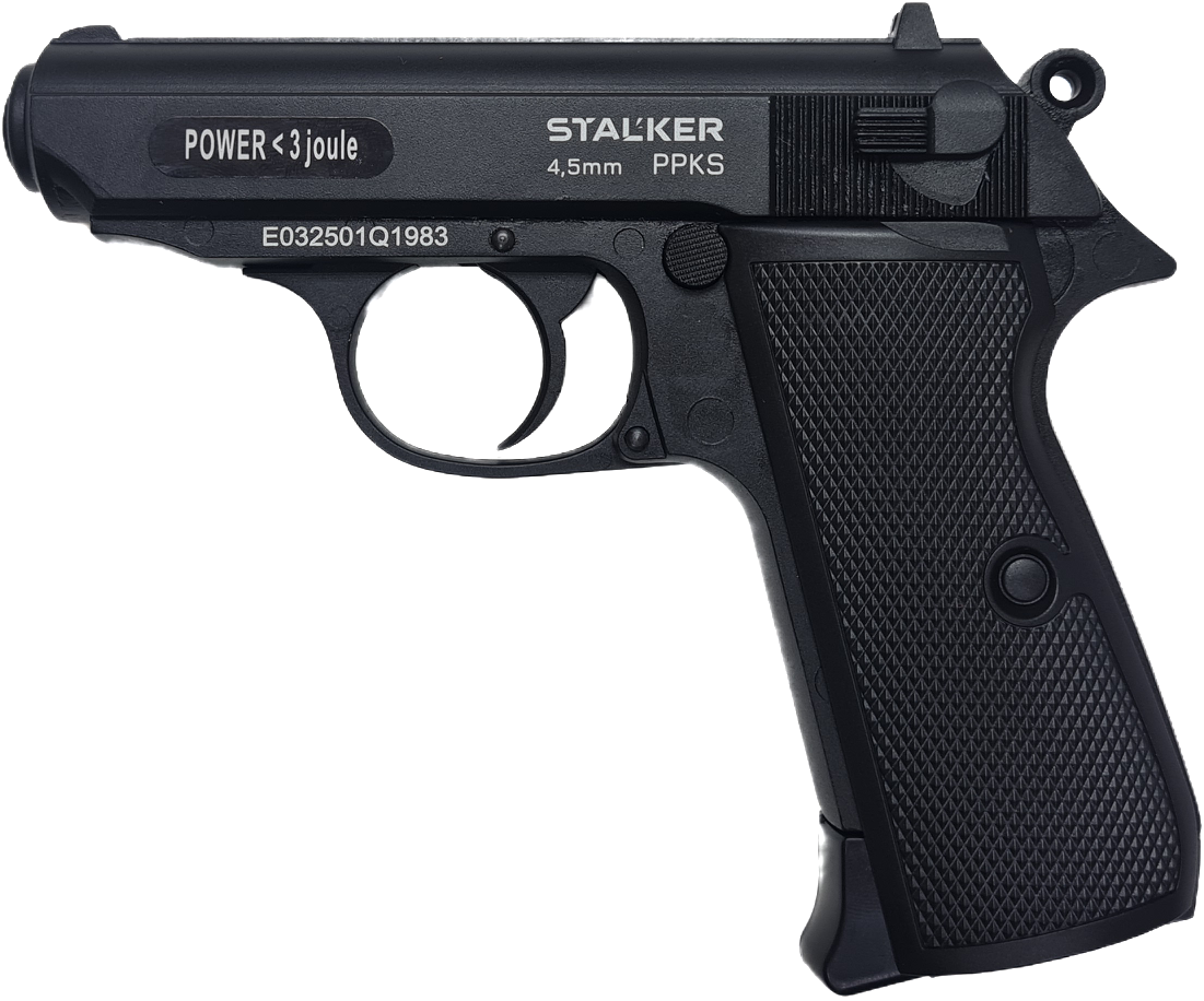 Пистолет пневматический Stalker PPKS (Walther PPK/S) к.4,5мм, 12г CO2, металл, 90 м/с, Blowback