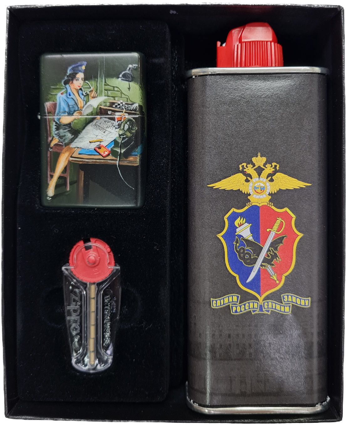 Зажигалка Zippo 230 52 VINT BF CHR WO/SL 105 лет УГРО 1918-2023 гг. (Подарочный набор)