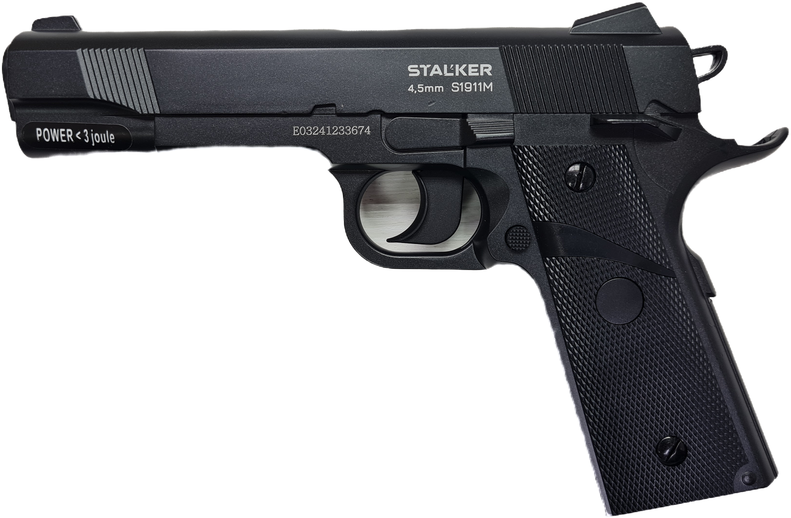 Пистолет пневматический Stalker S1911M (Colt 1911), к.4,5мм, CO2, металл, 120 м/с, чёрный