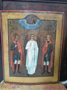 Икона "Святые мученики Никита и Дмитрий" XIX в. Дерево 31,5x38 см
