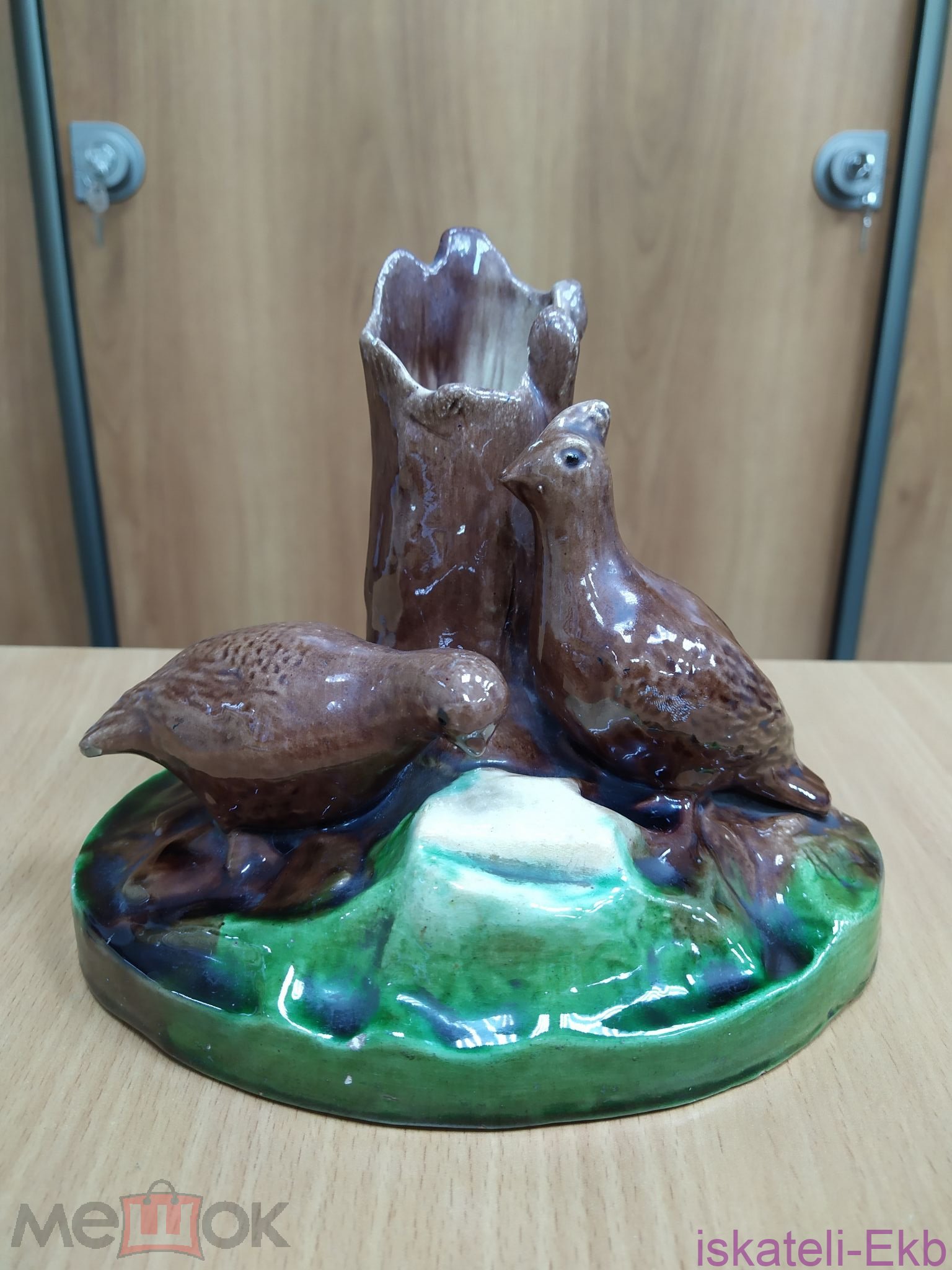 Керамическая статуэтка "Куропатки" карандашница